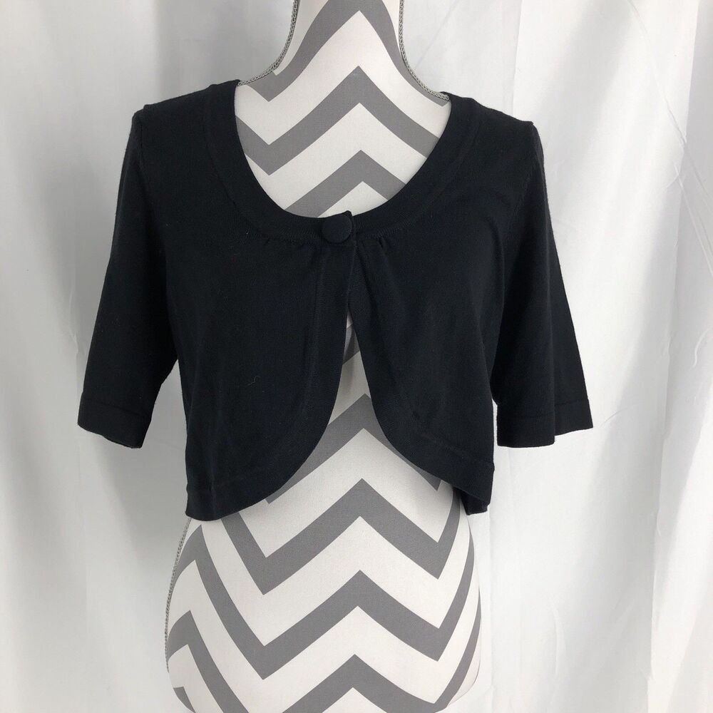 United States Sweaters Black Open-Front Cropped Shrug Cardigan Womens M